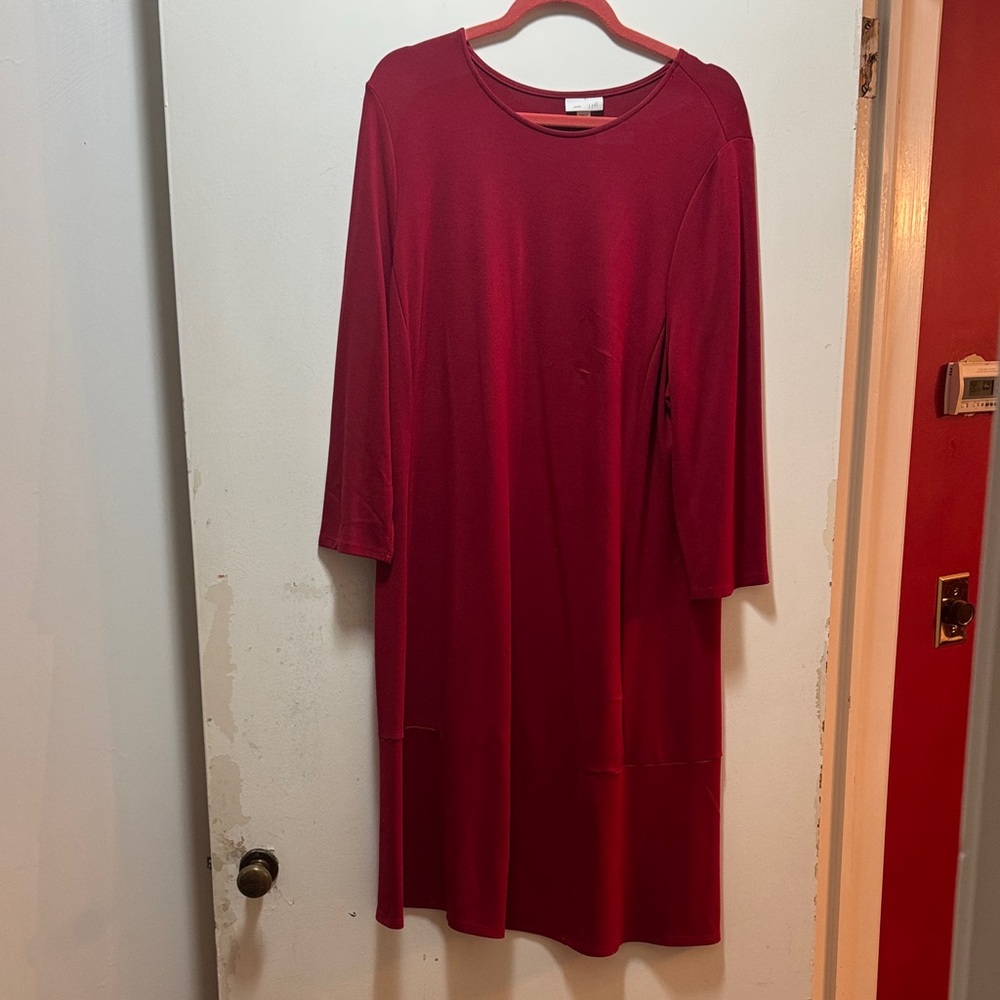 J. Jill Rich Red Long Sleeve Dress